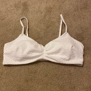 H&M White Embroidered Flower Bikini Top